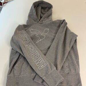 American Eagle Outfitters Men's Gray Hoodie‎ cotton XS Y2K long sleeve hood